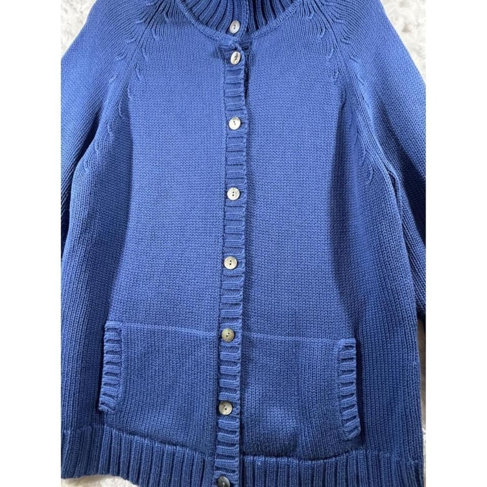 Lands End Womens Size XL Blue Shaker Knit Button Front Cardigan Sweater - Picture 6 of 7